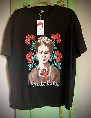 NWT Frida Kahlo T Shirt Adult Large Black Fridas Floral Graphic • $12.99