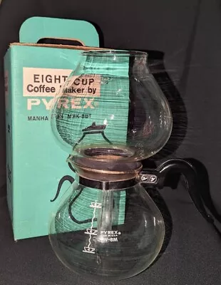 Pyrex Vacuum Coffee Maker Double Bubble 8 Cup Manhattan MMK-8BT  Box Vintage 60s • $89.99