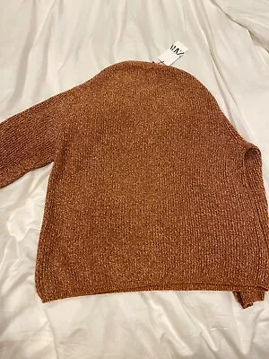 Zara Sweater Men's Large Orange Crew Neck Pullover  Long Sleeve • $30