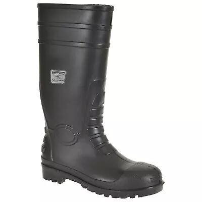 PORTWEST Classic Safety Wellington S4 Waterproof Wellies Steel Toe SRC FW94 • £18.99