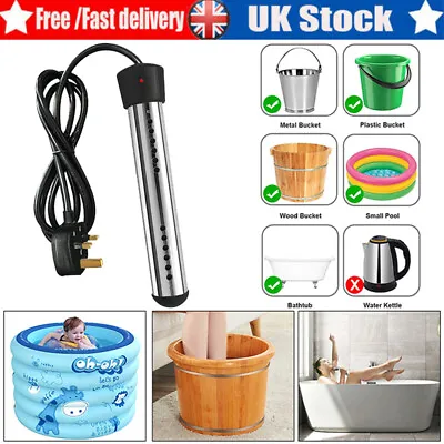 UK Plug Immersion Water Heater Electric Element Bathroom Instant Fast Boiler HOT • £18.96
