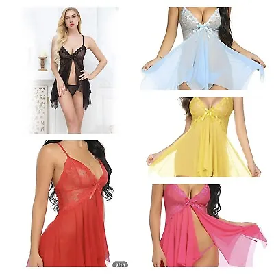 Women  Mini Dress Hot Sexy Babydoll Nightwear Sleepwear Underwear  Lingerie  Set • £6.38