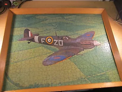 £14.75 • Buy Framed Jigsaw Photo Picture - Flying Spitfire Above Fields Theme 