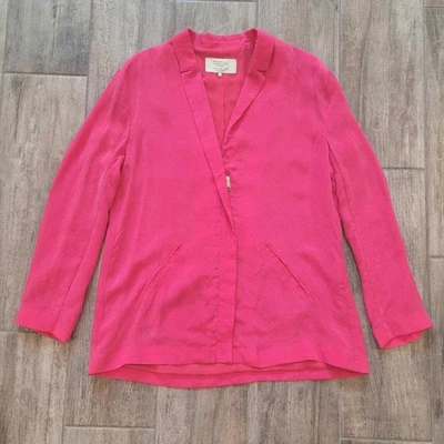$34.84 • Buy Zara Trafaluc Outerwear Division Hot Bright Pink Front Zip Jacket Blazer Size M