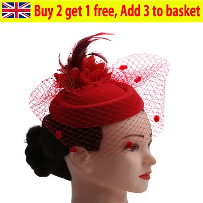 £4.34 • Buy Fascinators Hair Clip Headband Pillbox Hat Bowler Feather Veil Wedding Party LT