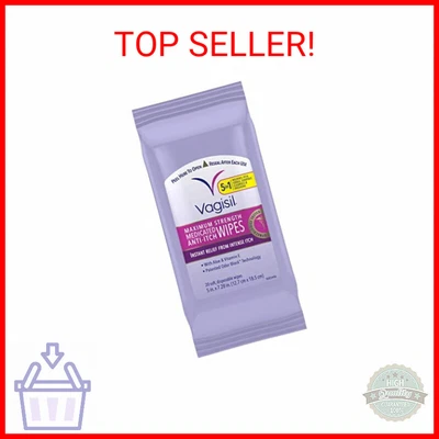 $9.90 • Buy Vagisil Anti-Itch Medicated Feminine Vaginal Wipes, Maximum Strength, 20 Wipes (