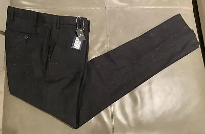 NWT Domenico Vacca Mens Slim Fit Wool Black Broken Check Dress Pants 48 32 $600 • $199.99
