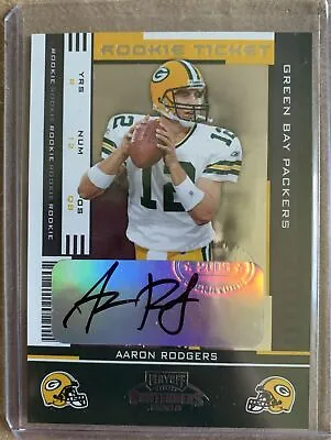 Aaron Rodgers 2005 AUTO Playoff Contenders Rookie Ticket /530 NM-MINT Or Better • $2350