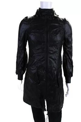 Mackage Men's Leather Trim Hooded Full Zip Jacket Black Size S • $158.59