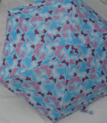 G H Bass Blue Umbrella Pink White Orange Butterflies Micro Slim Auto New 40  Arc • $29.99