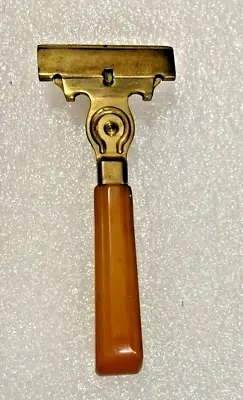 Vintage SCHICK Injector Single Edge Brass Safety Razor Bakelite Handle • $10.99