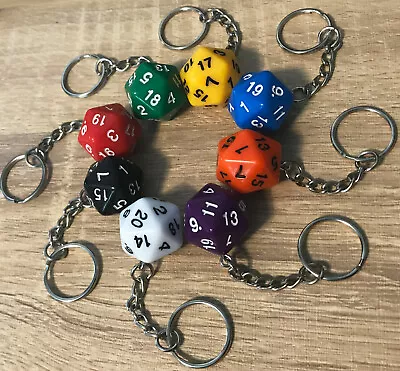  Keyring D20 D&D Dice Die Accessory Dungeons & Dragons Custom Key Ring Colours • £3.45