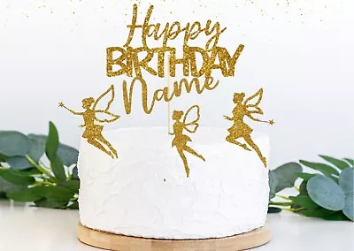 Fairy Cake Toppers Happy Birthday Personalised Cake Decorations • £4.99