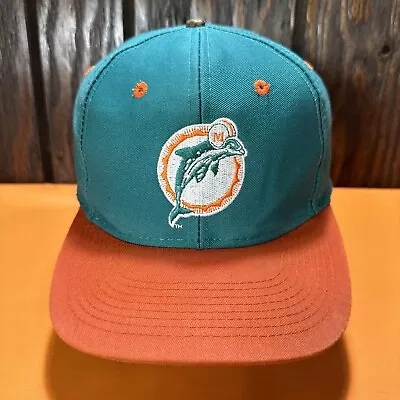 Vintage Miami Dolphins Hat Ball Cap Snapback 90s Logo 7 NFL 1990s Throwback Vtg • $10