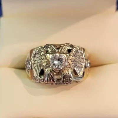 Masonic 14k And Diamond 32nd Degree Diamond Ring (Size 10) (11.1 Grams)  • $1250