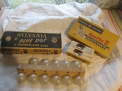 2 PARTIAL BOXES Vintage FLASH Bulbs SYLVANIA Blue Dot PRESS 25 & GE Sure-FIRE 5s • $12