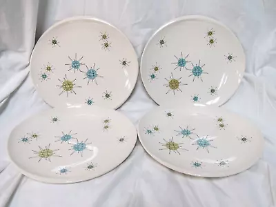 1964-1966 Franciscan Atomic Starburst Set Of 4 Dinner Plates 10 7/8  X 10 1/4  • $189.99