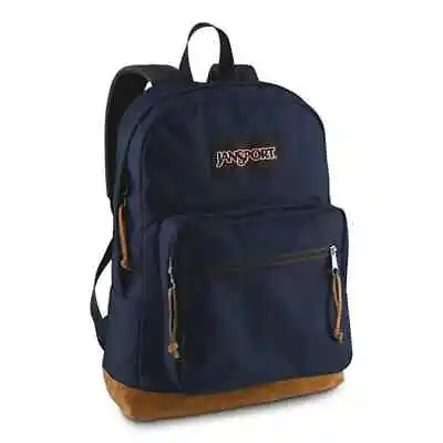 JanSport Right Pack Backpack Color: NAVY School Bag Suede Leather Bottom • $57