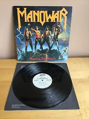 Manowar Fighting The World Vinyl Record Atco 1987 790563-1 Iron Maiden Metal • $65