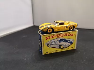 G524-MATCHBOX LESNEY No41C YELLOW FORD GT WITH ORIGINAL BOX • £94.99