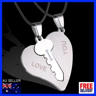 I Love You Couple Lover Matching Key Hearts Stainless Steel Pendant Necklaces • $11.99