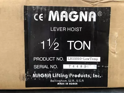 Magna 1.5 Ton 5 Ft Hand Chain Hoist Lh15010-low Temp (new In Box) • $150