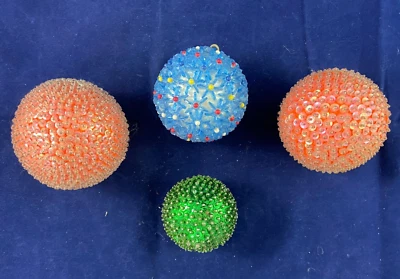 £12.39 • Buy Vtg Push Pin Sequined Handmade Spheres Balls Green Blue Orange MCM Mid Century