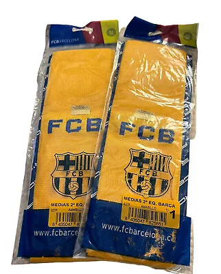 FCB Barcelona Barca Soccer Yellow Socks Made In Spain  2 Pair • $20