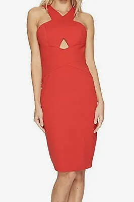 Aidan Mattox Red Cocktail Dress Sz 4 Cutout Front $165 EUC • $28