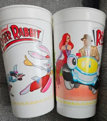 Who Framed Roger Rabbit Vintage Plastic Cups 1988 Mcdonalds Set Of 2 • $9