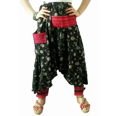Men's / Women's Harem Pants Gypsy Ninja Black Gothic Hippie Baggy Aladdin Hmong • $21.95