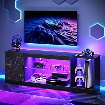  LED TV Stand For 55/60/65 Inch TV Gaming Entertainment Center Black Marble • $214.54