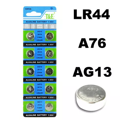 LR44 A1G13 A76 Batteries Alkaline Button Cell 1.5V Battery 10Pcs • $3.15