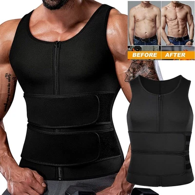 $28.99 • Buy Men Waist Trainer Vest Belly Shaper Sauna Suit Waist Trainer Slimming Sweat Tops
