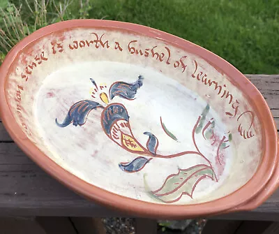 Vintage Welden Pottery Motto Ware Casserole Dish Pristine PA Dutch Rustic • $19