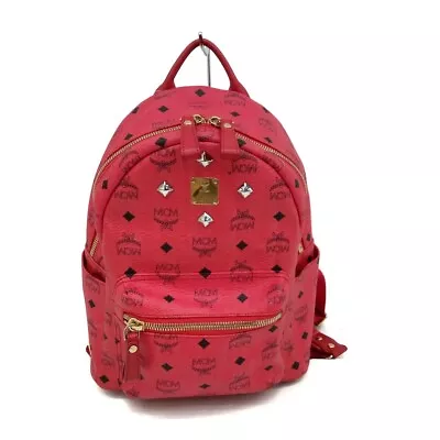 Auth MCM Stark Visetos Backpack 33 - Pink Black Synthetic Leather Backpack • $365