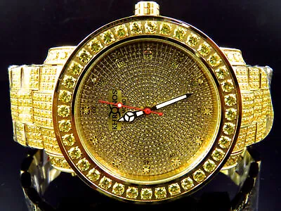 Canary Iced Bezel & Band Khronos Jojino Joe Rodeo Genuine Diamond Watch 50mm • $349.98