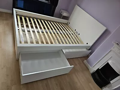 IKEA Double Bedframe - MALM Bed Frame High White/Luröy • £50