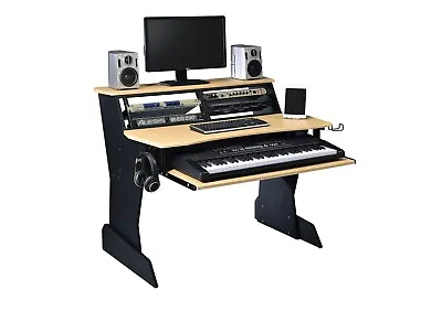 Musiea BE200 Series Music Studio Desk Workstation With 2 X 4U Rack (Natural Oak) • $299.90