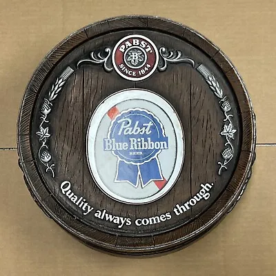 Vintage Pabst Blue Ribbon Beer 3D Barrel Keg Hanging Sign 16” Man Cave Bar  2302 • $34