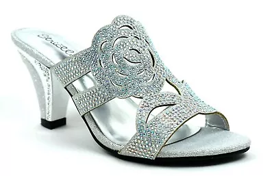 £19.95 • Buy Ladies Diamante Sandals Block High Heel Wedding Party Summer Outdoor Uk Size 3-8