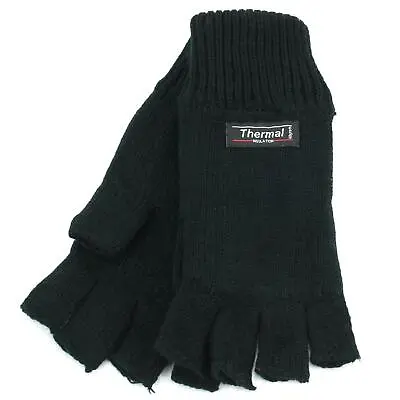 Lined Fingerless Gloves Hawkins Knitted Warm Fingerless Winter Unisex • $43.15