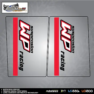 WP Suspension Upper Fork Black On Clear Decal Sticker MX (65) • $32