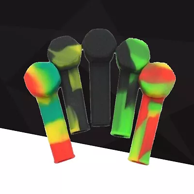 5x 3.4'' Mini Silicone Smoking Hand Pipe With Metal Bowl & Cap Lid Pocket Pipe61 • $8.26