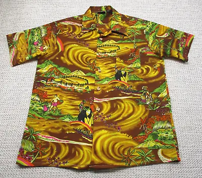 $42.49 • Buy Vintage TownCraft JCPenney 1970s Shirt Large L Tribal Hawaiian Button Up