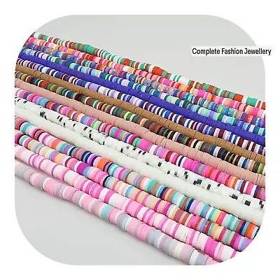 £2.60 • Buy 6MM Multi Coloured Heishi Flat Round Disc Polymer Clay Beads / Jewellery Making