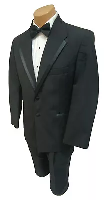 Men's Black Oscar De La Renta Tuxedo Jacket 100% Wool Groom Wedding Mason 46XL • $29.99