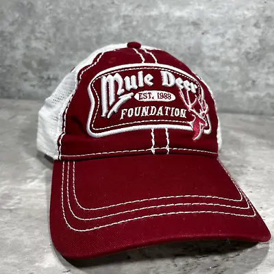 Mule Deer Foundation MDF Snap Back Trucker Hat Adjustable Maroon White • $13.98