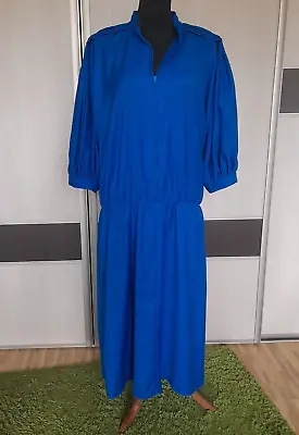 Vintage VUOKKO Wool Blue Midi Dress Size L • $250