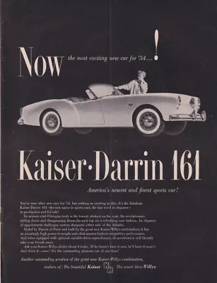 Most Exciting New Car: Kaiser-Darrin 161 Sports Car Ad 1954 NY • $9.99